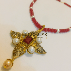 Medieval Ruby & Pearls Pendant Mala for women in Karachi