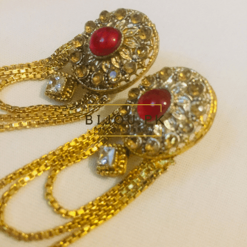 CZ & Ruby Dangle Earrings for women in Pakistan
